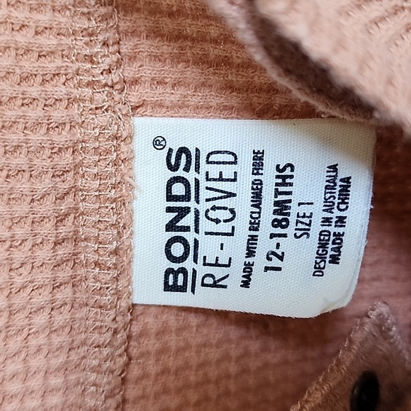 Bonds Waffle Jumpsuit Size 1 12-18 M - Picture 3 of 4